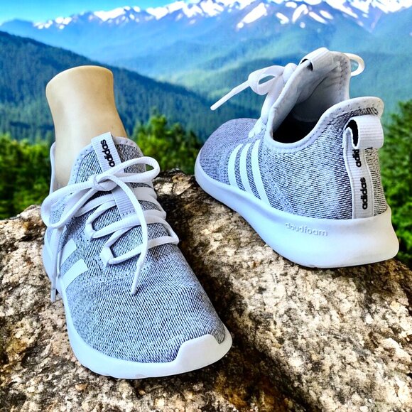 ADIDAS Gray Sneakers PrimeGreen Cloudfoam Pull On 8.5 - Picture 4 of 13